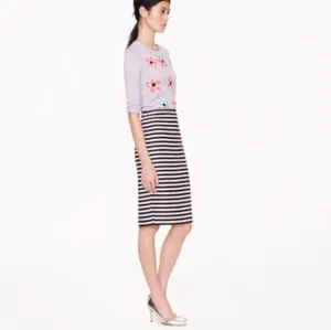 NWT J.CREW Navy Linen Striped No 2 Pencil Skirt 6