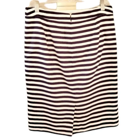 NWT J.CREW Navy Linen Striped No 2 Pencil Skirt 6