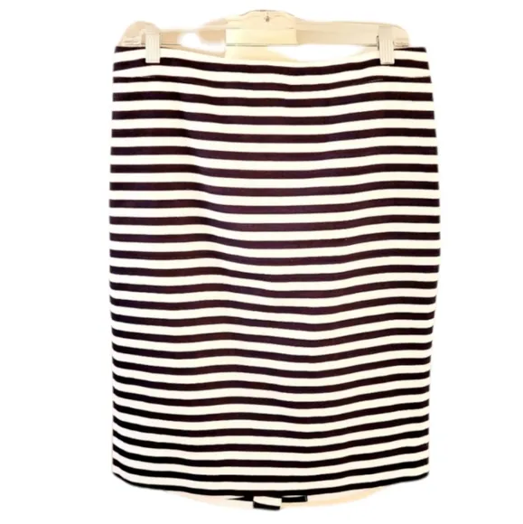 NWT J.CREW Navy Linen Striped No 2 Pencil Skirt 6