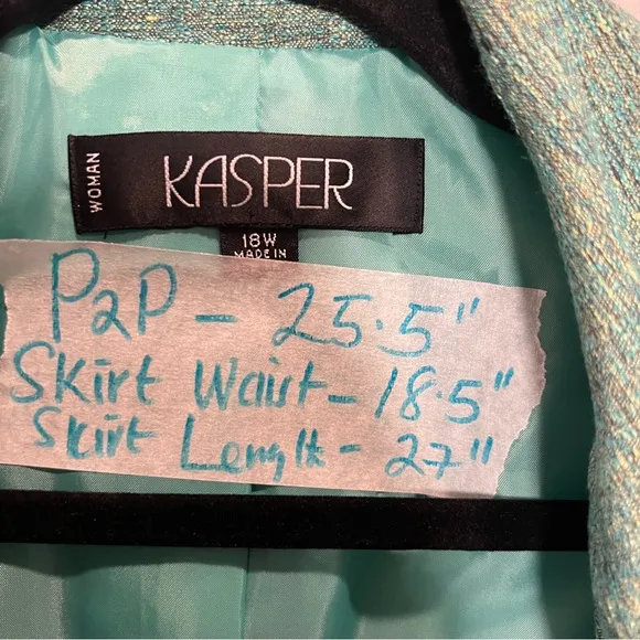 NWT KASPER Green Blazer and Skirt Set 18W