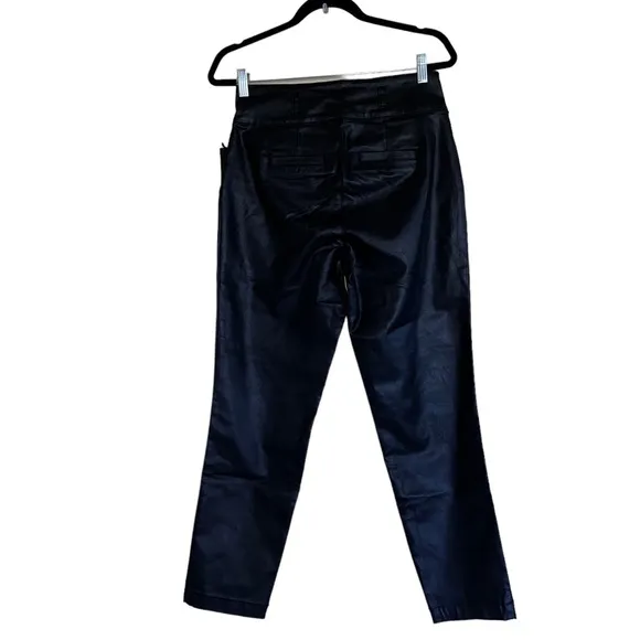 NWT KUT from the Kloth Lessie Coated Denim High-Waist Pleated Pants Faux Leather