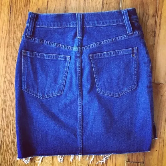 NWT Madewell blue denim skirt with cut-off hem