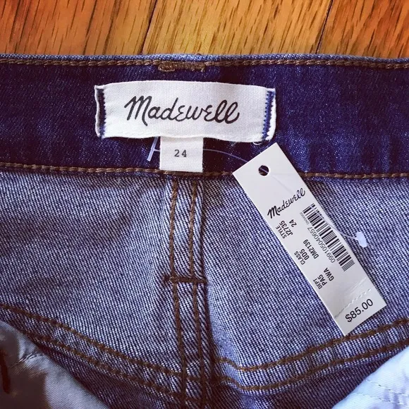 NWT Madewell blue denim skirt with cut-off hem