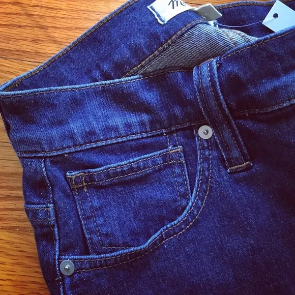 NWT Madewell blue denim skirt with cut-off hem