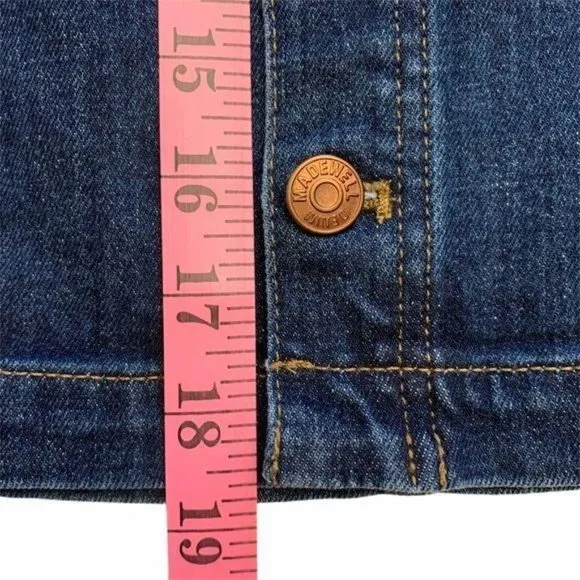 NWT Madewell Size 31 Denim Jean Button Front Straight Mini Skirt Pfeiffe…