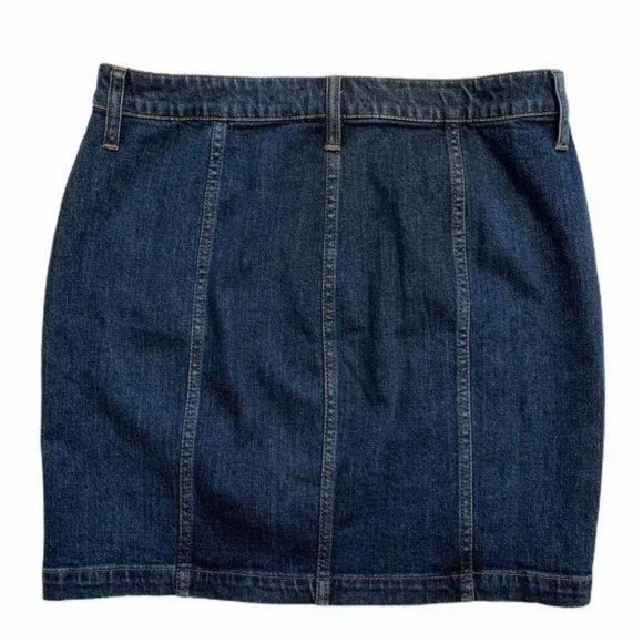 NWT Madewell Size 31 Denim Jean Button Front Straight Mini Skirt Pfeiffe…