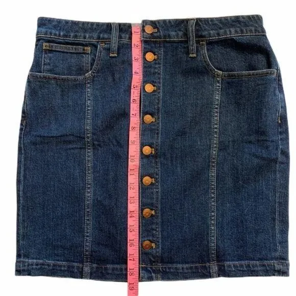 NWT Madewell Size 31 Denim Jean Button Front Straight Mini Skirt Pfeiffe…