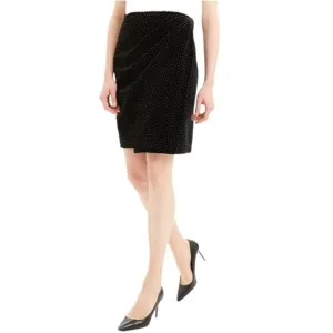 NWT Theory Dressy Silk Velvet Polka Dot Black Pleat Wrap Career Skirt Size 4
