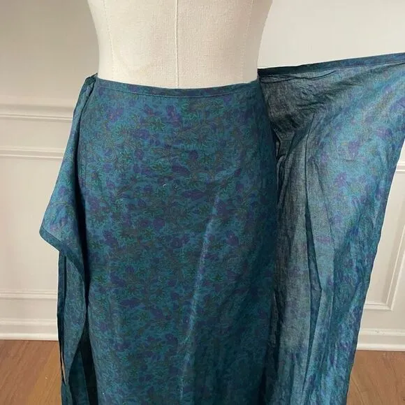 NWT Vintage Jones New York Wrap Style Skirt Teal Purple Floral 14