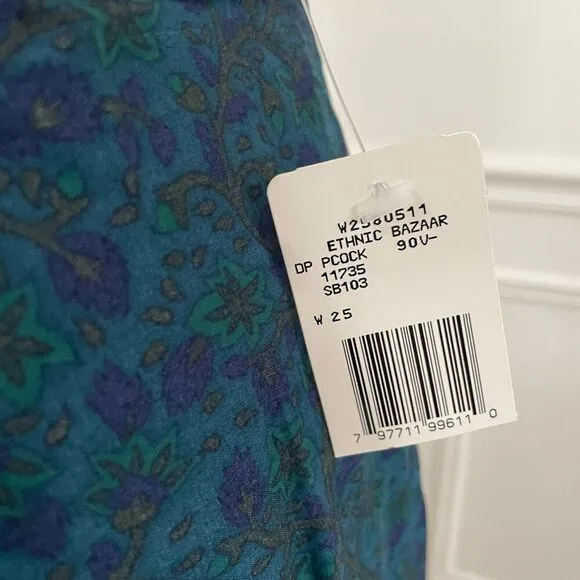 NWT Vintage Jones New York Wrap Style Skirt Teal Purple Floral 14