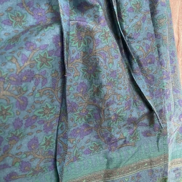 NWT Vintage Jones New York Wrap Style Skirt Teal Purple Floral 14