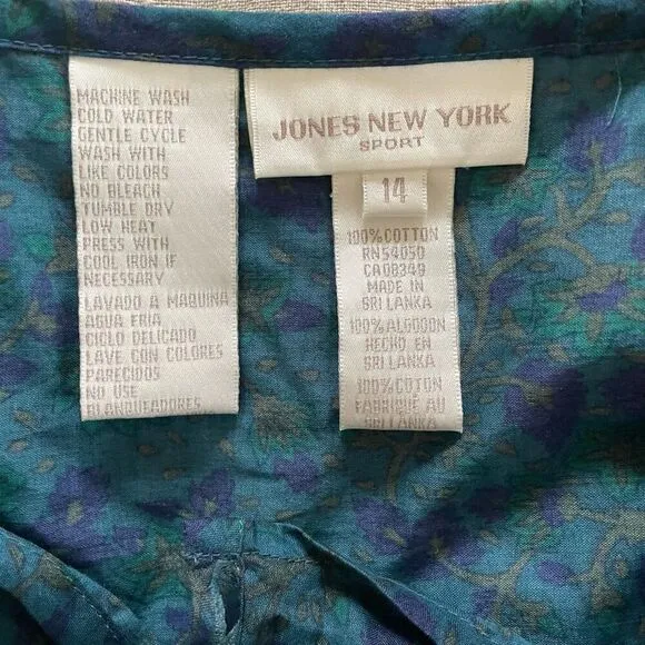 NWT Vintage Jones New York Wrap Style Skirt Teal Purple Floral 14