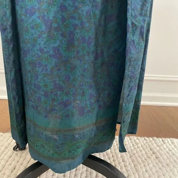 NWT Vintage Jones New York Wrap Style Skirt Teal Purple Floral 14