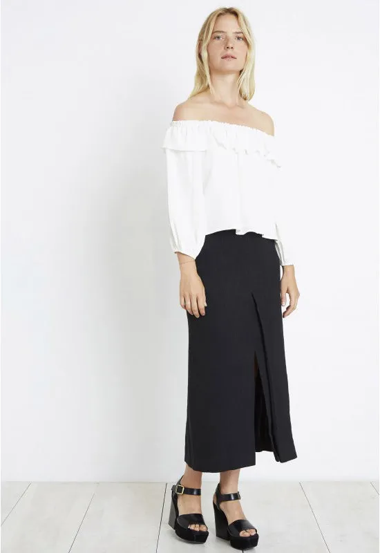 Obsidian Mid-Calf Slit Skirt