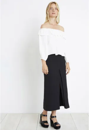 Obsidian Mid-Calf Slit Skirt