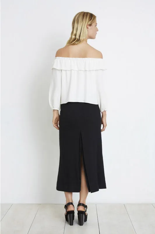 Obsidian Mid-Calf Slit Skirt