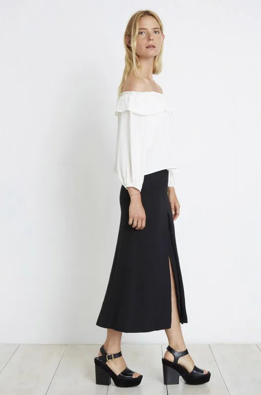 Obsidian Mid-Calf Slit Skirt