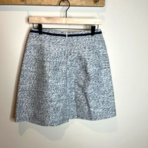 Odeeh Germany Black White Tweed Silk Cotton Blend Mini A Line Skirt Size 34