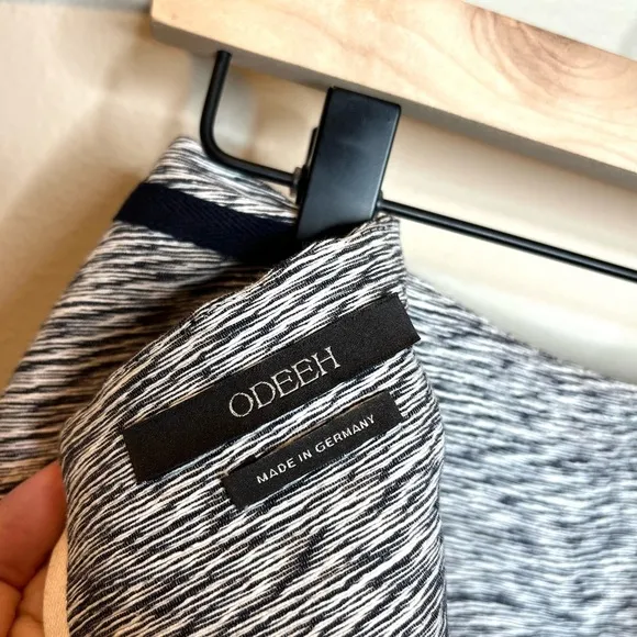 Odeeh Germany Black White Tweed Silk Cotton Blend Mini A Line Skirt Size 34