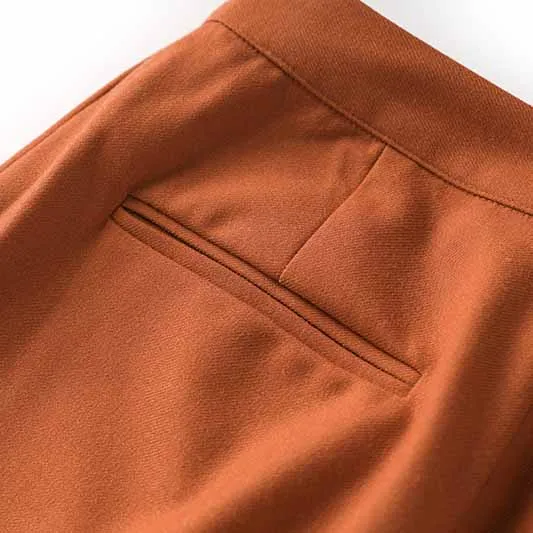One Button Rust Orange Pantsuit Formal Suit Mid-High Rise Trousers Suit 2 Pieces Pantsuit