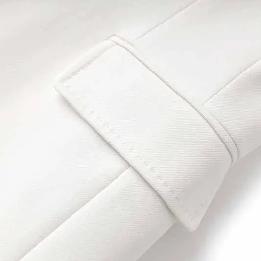 One Button White Pantsuit Fitted Blazer   Mid-High Rise Trousers Pantsuit Suit Formal Wear
