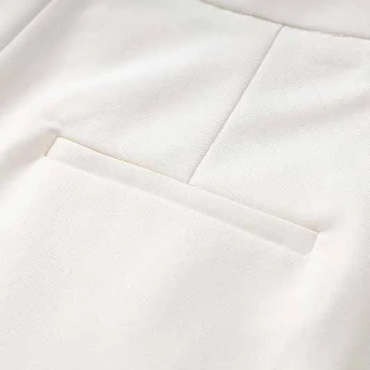 One Button White Pantsuit Fitted Blazer   Mid-High Rise Trousers Pantsuit Suit Formal Wear