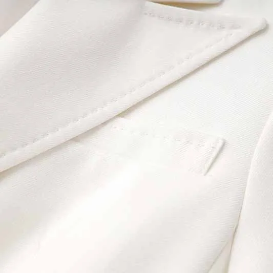 One Button White Pantsuit Fitted Blazer   Mid-High Rise Trousers Pantsuit Suit Formal Wear