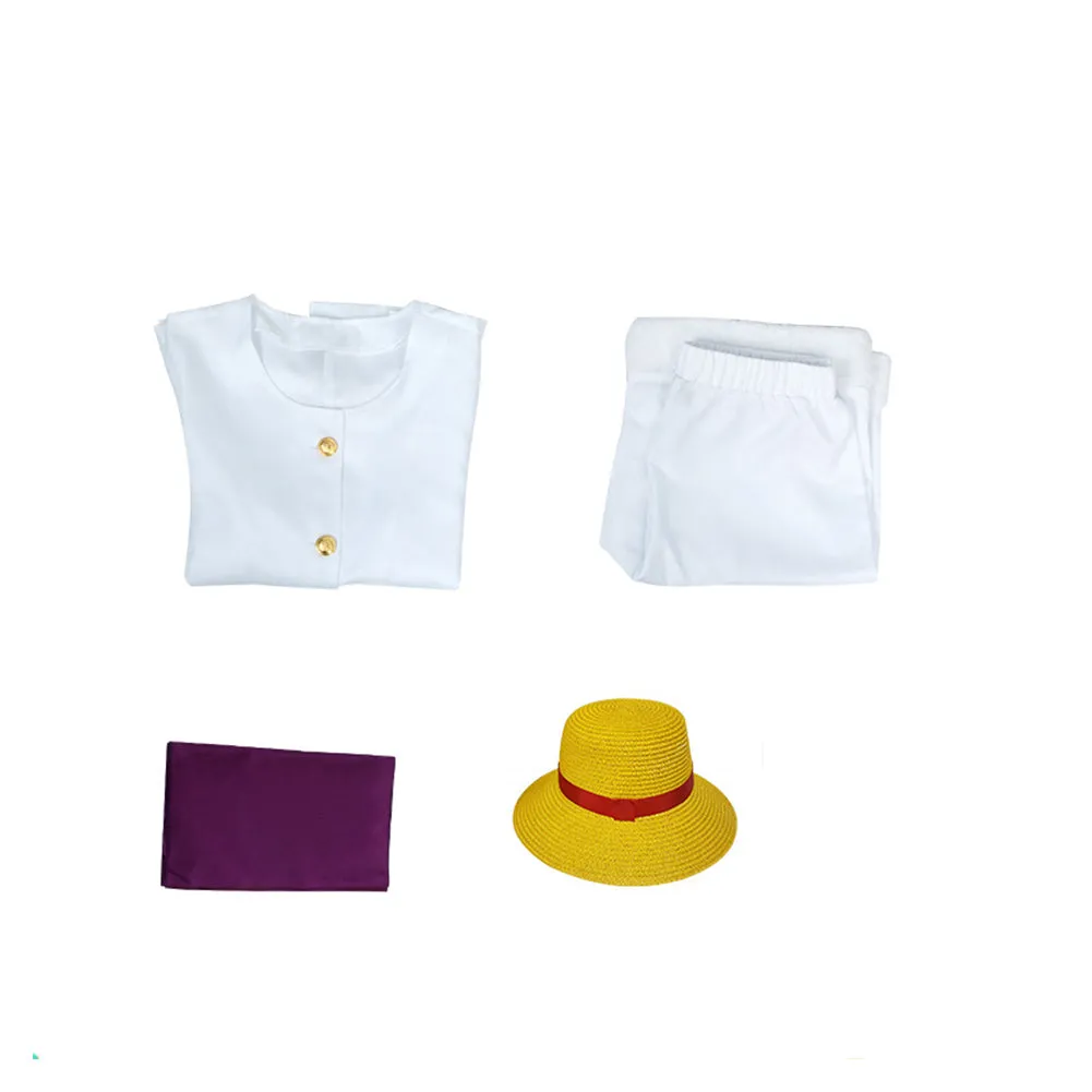 One Piece Luffy Cosplay Costume White Outfits Halloween Carnival Suit