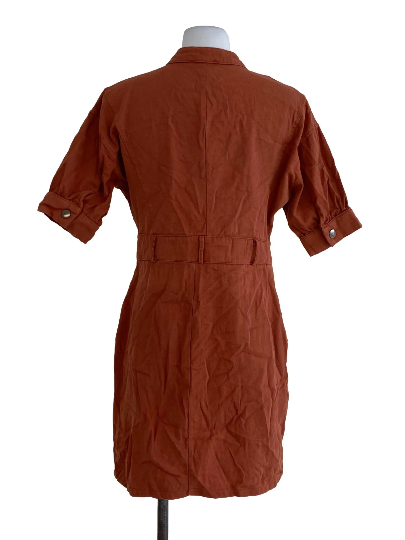 Orange Plain A-Line Dress