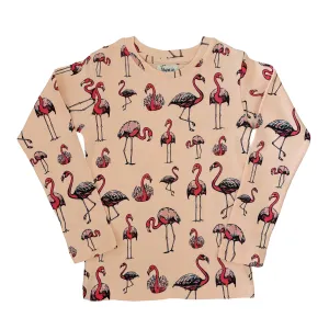 Organic Cotton Kids Long Sleeved Top | Flamingo