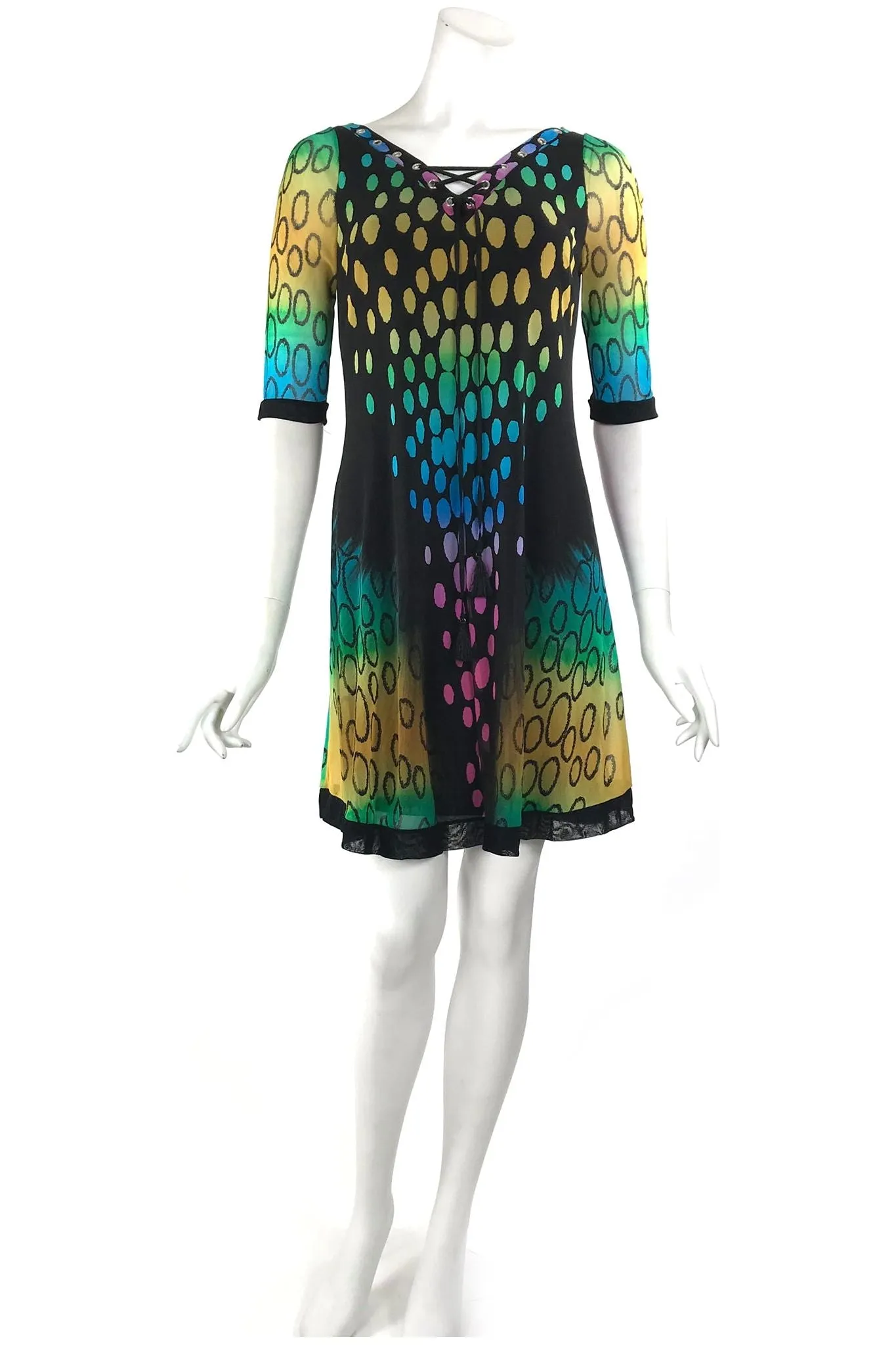 ORNA Grommet Lace-Up A-Line Dress