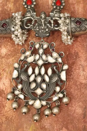 Oxidized silver pendent Silver jewelry Indian simple nakshi work ,oxidized ,Indian party wear jewelry,Indian Jewelry-NIHIRA-SHABURIS