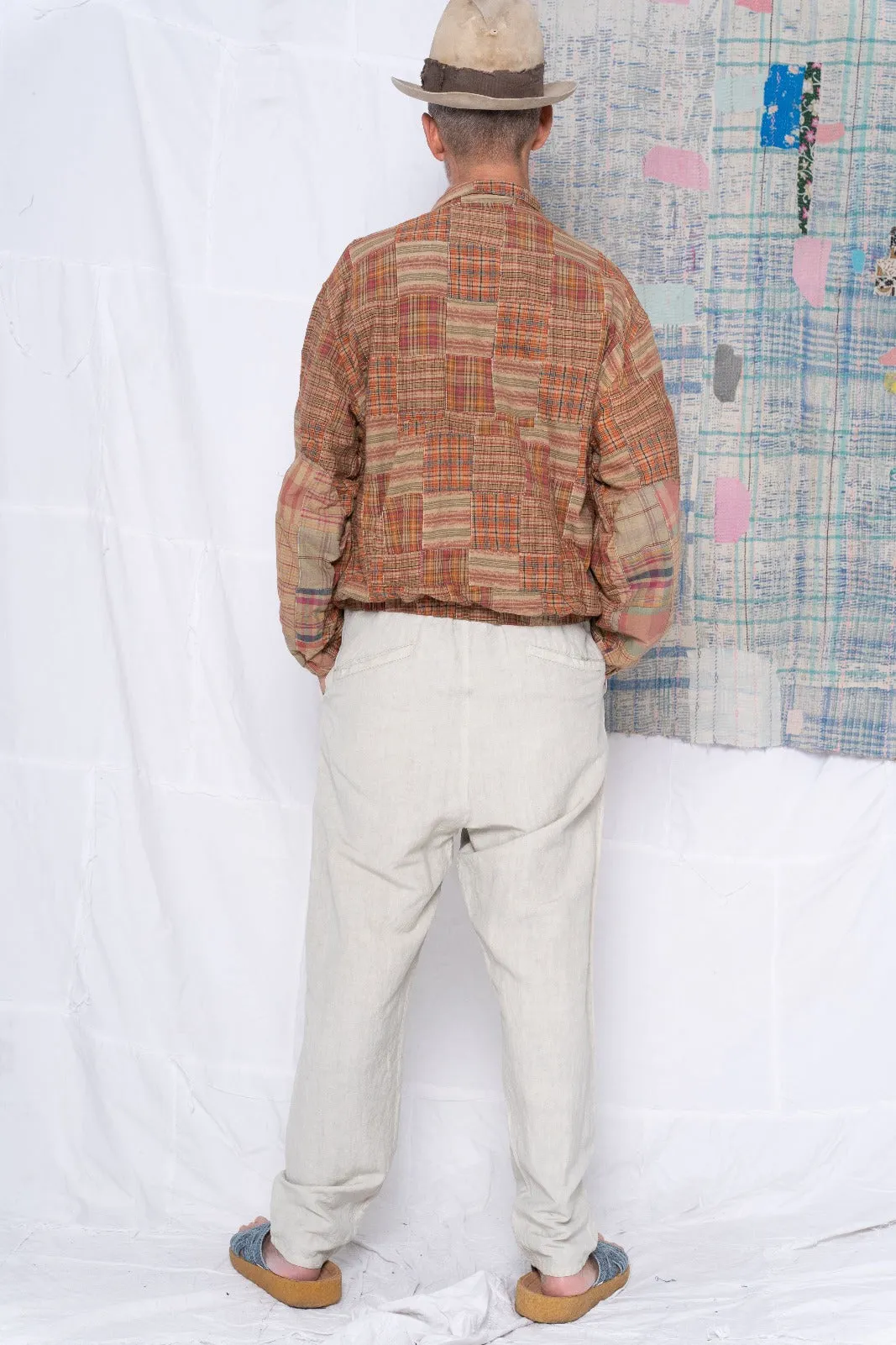 P70 Pleated Easy Pant Wild Silk & Hemp Uneven Dye Sand Grey
