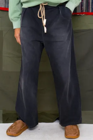 P73 Flare Pleated Japanese Twill Sunfaded Smoke Black