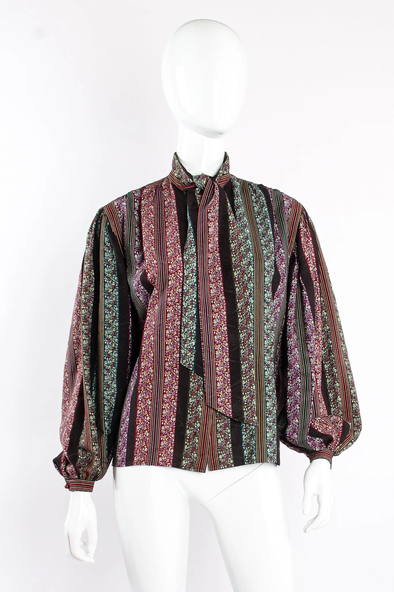 Parallèle Striped Ballon Sleeve Blouse