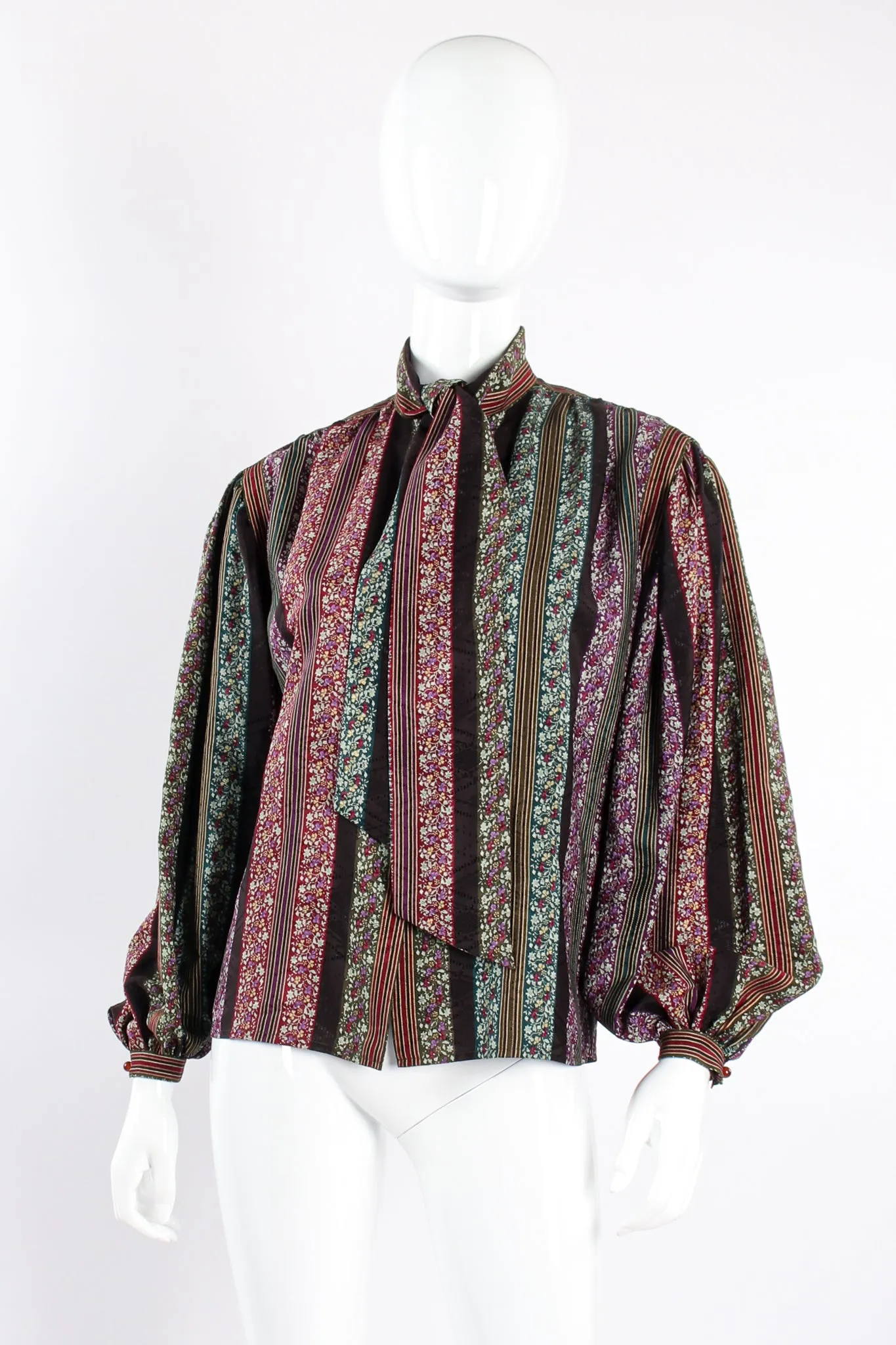 Parallèle Striped Ballon Sleeve Blouse