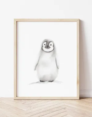 Penguin Pencil Drawing Print