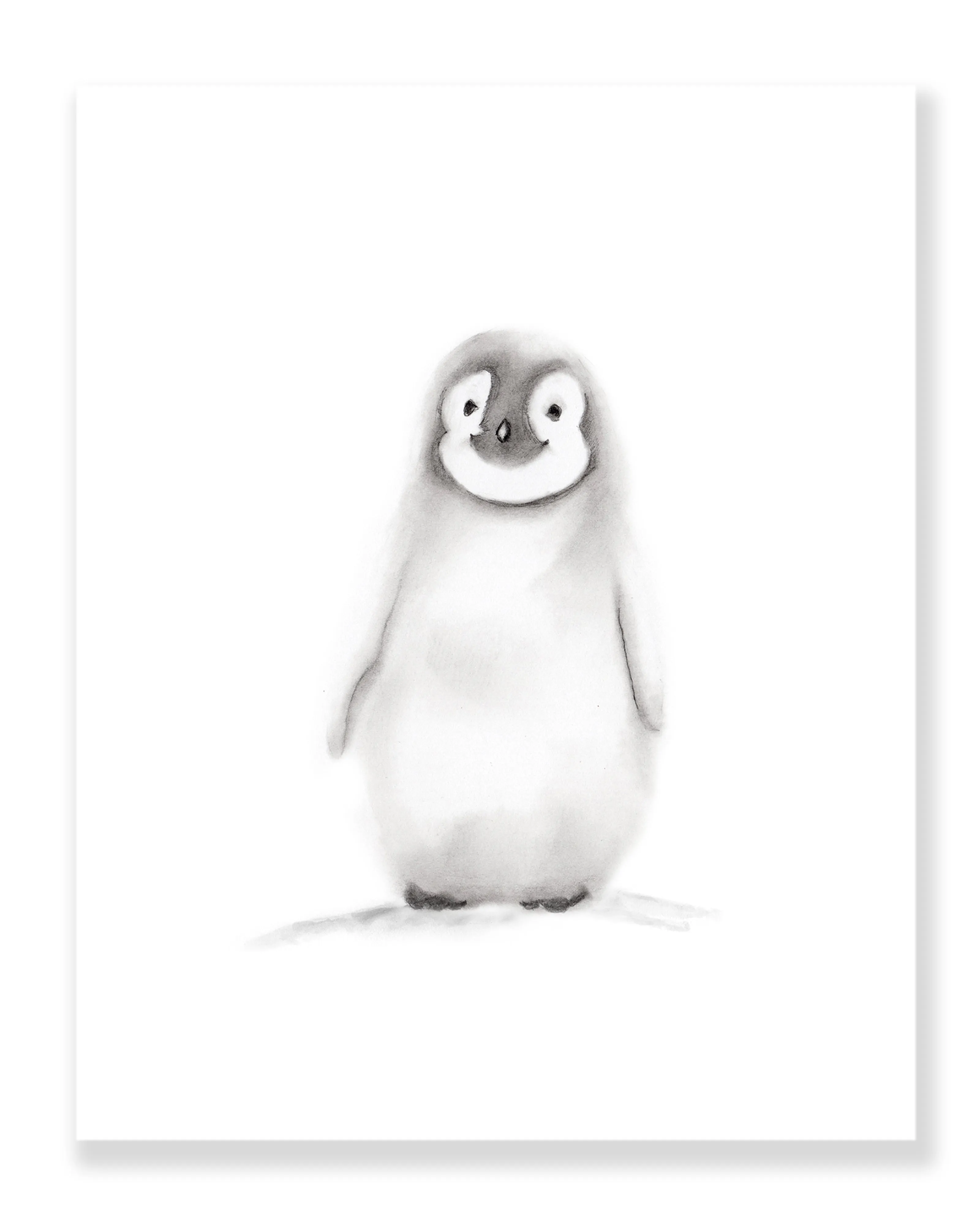 Penguin Pencil Drawing Print