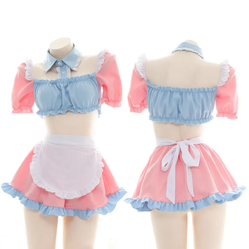 PINK BLUE CUTE BUNNY GIRL MAID OUTFIT UB2779