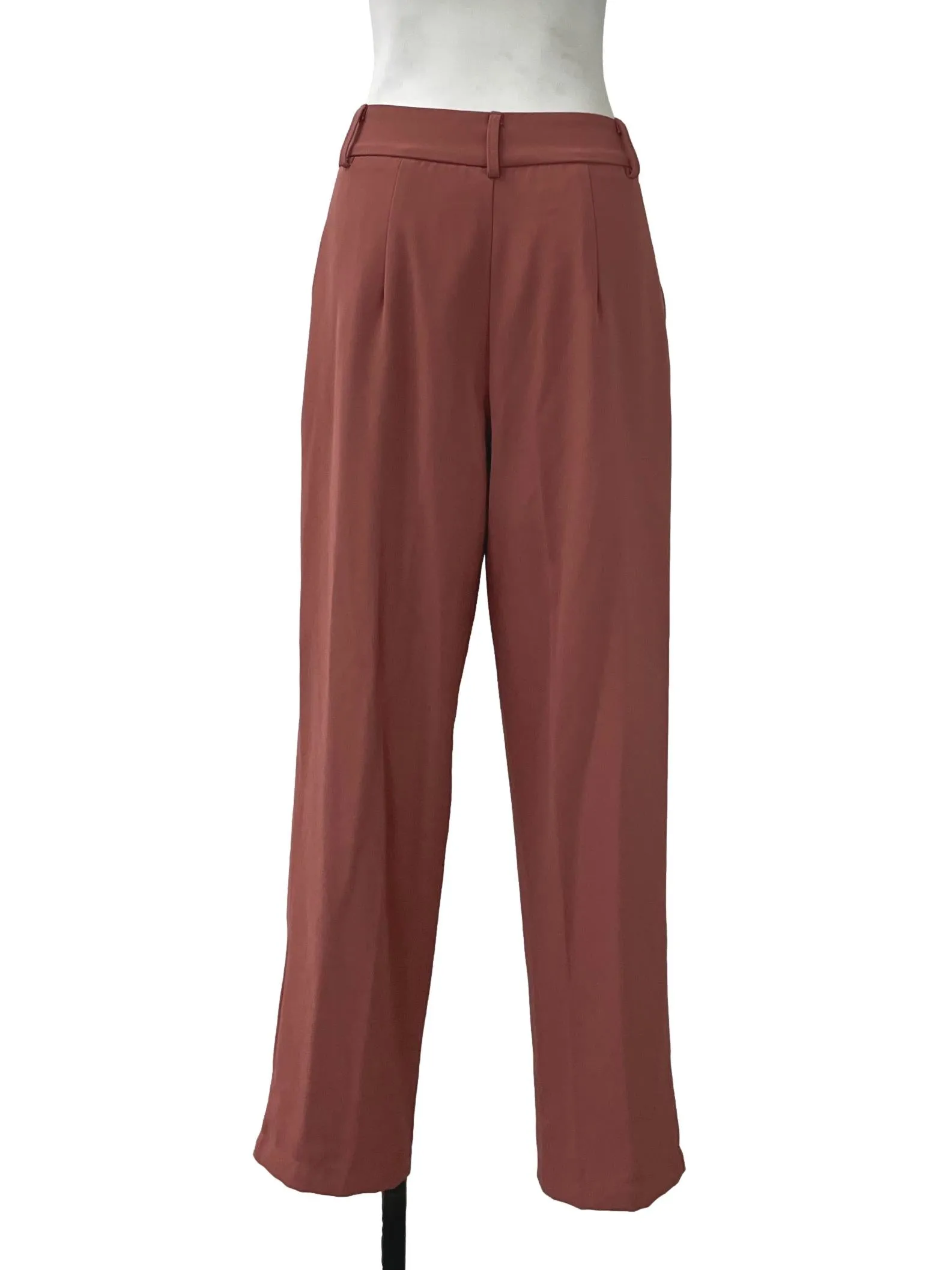 Pink Pleated Straight Pants