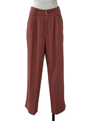 Pink Pleated Straight Pants