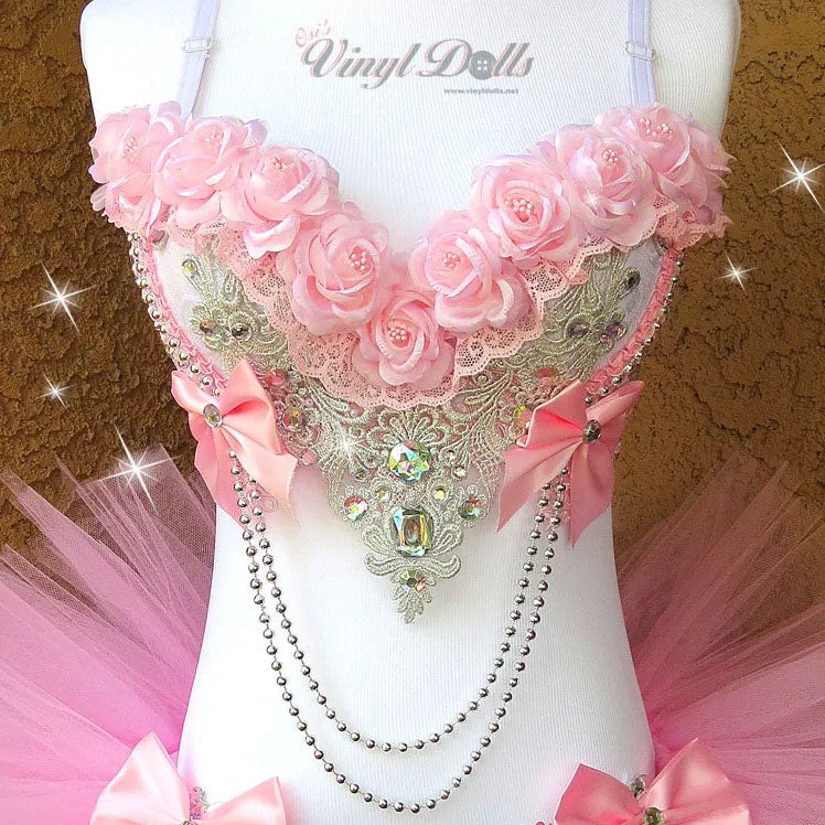 Pink Roses Rave Bra
