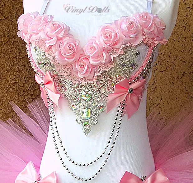 Pink Roses Rave Bra