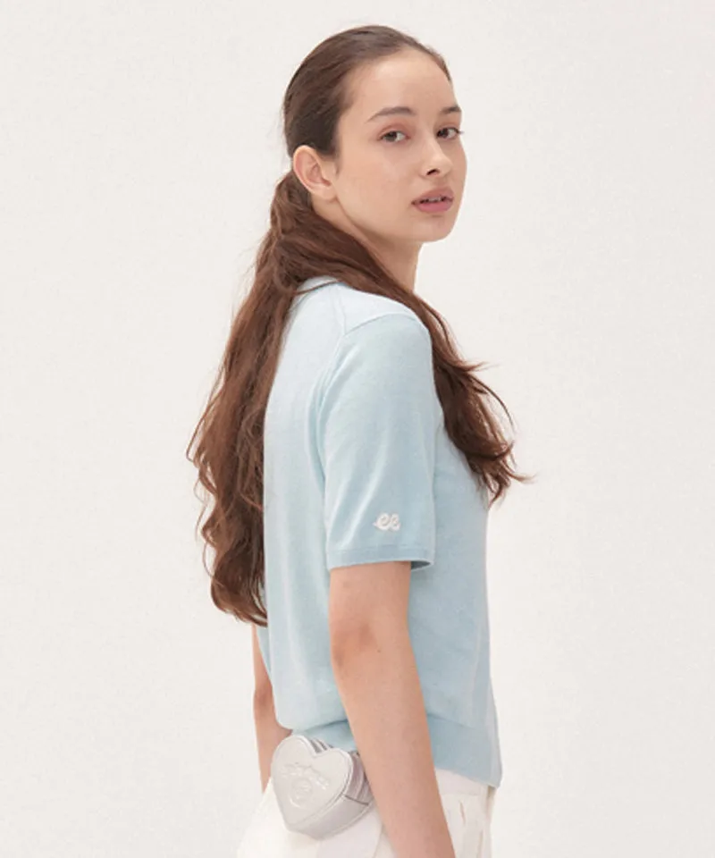 PIV'VEE Short Sleeve Knit PK Shirt - Mist Blue