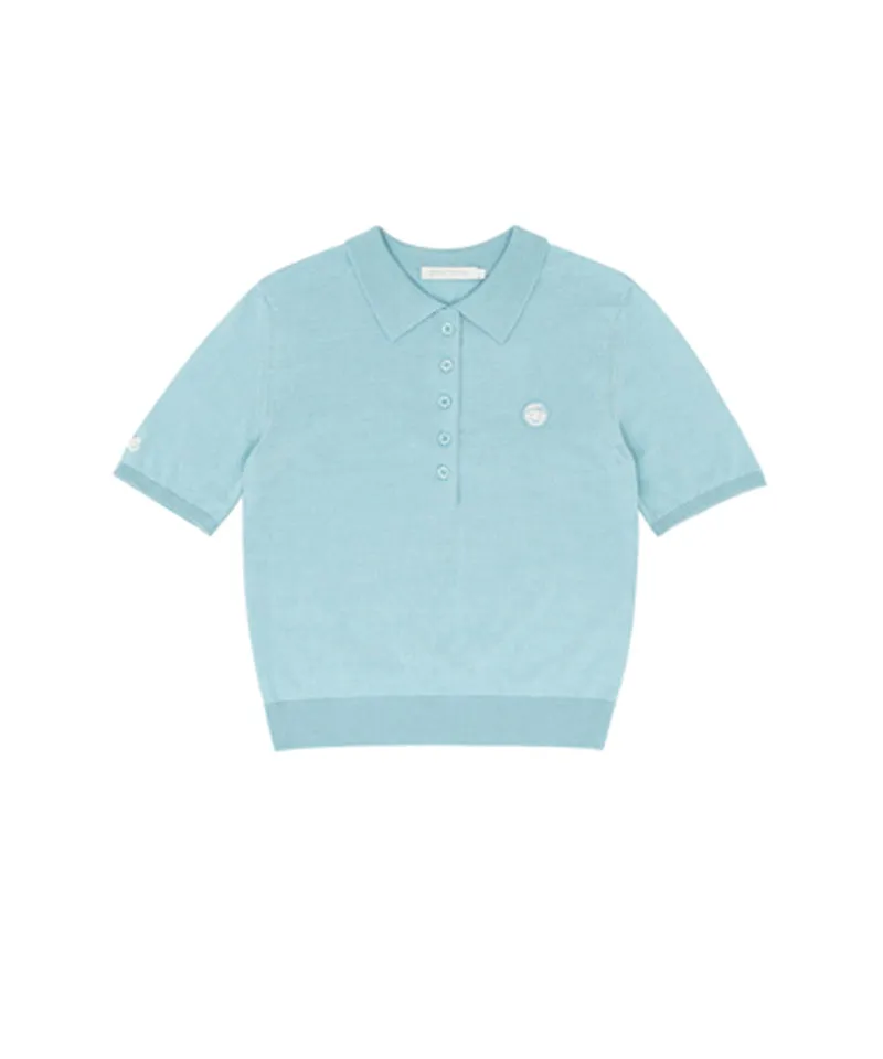 PIV'VEE Short Sleeve Knit PK Shirt - Mist Blue
