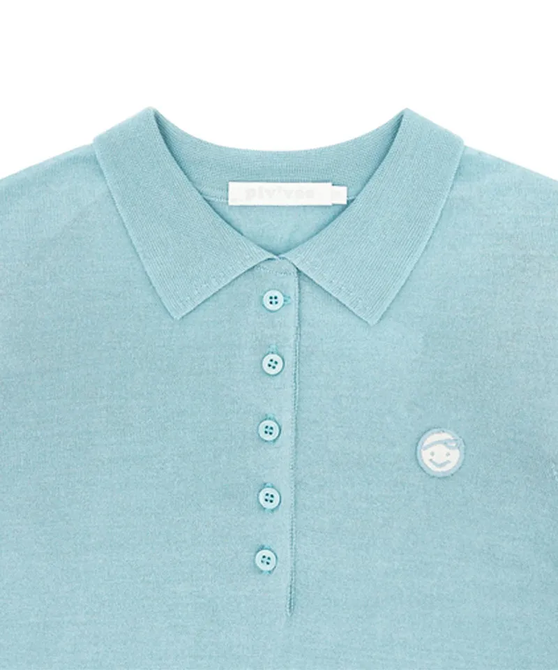 PIV'VEE Short Sleeve Knit PK Shirt - Mist Blue