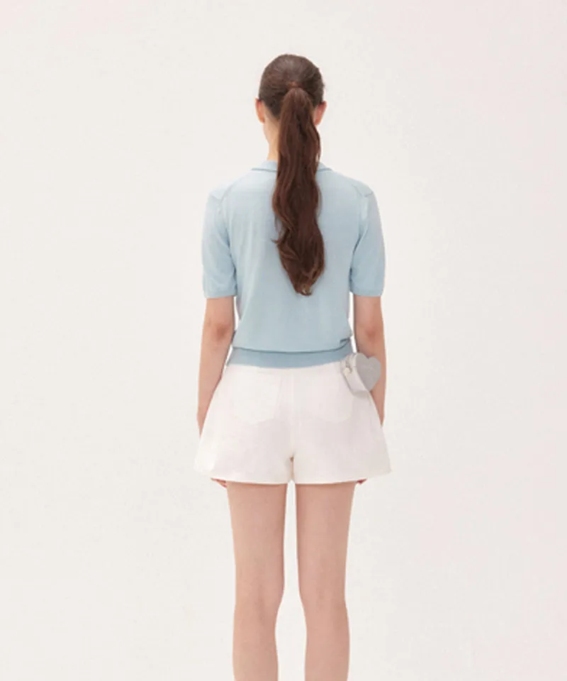 PIV'VEE Short Sleeve Knit PK Shirt - Mist Blue