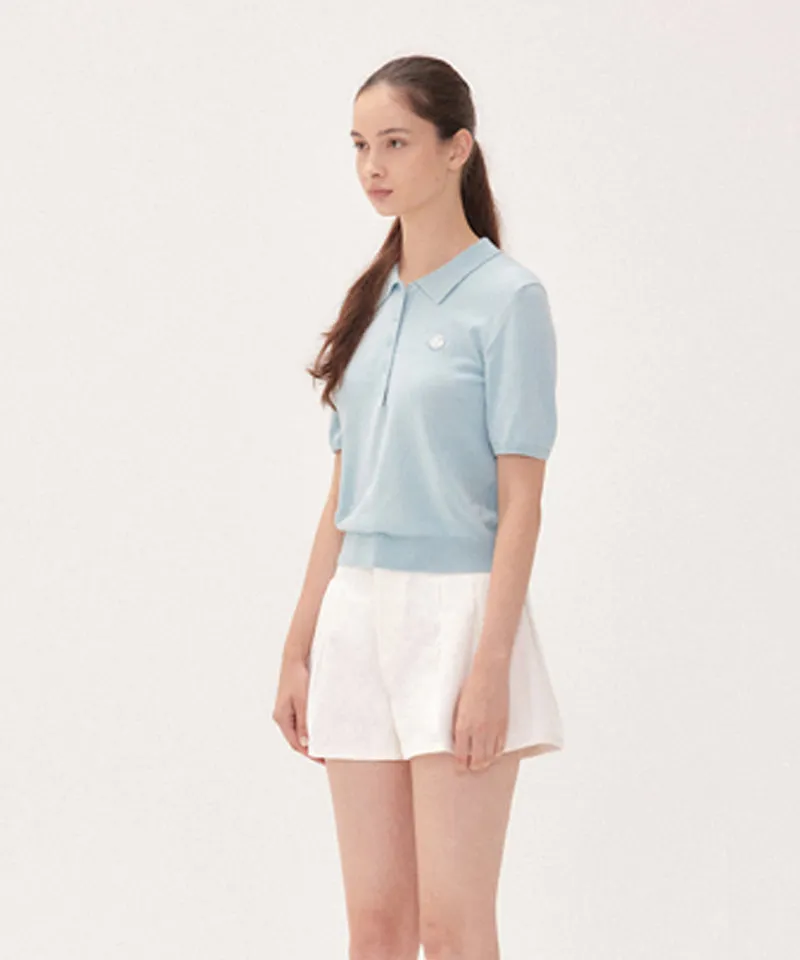 PIV'VEE Short Sleeve Knit PK Shirt - Mist Blue