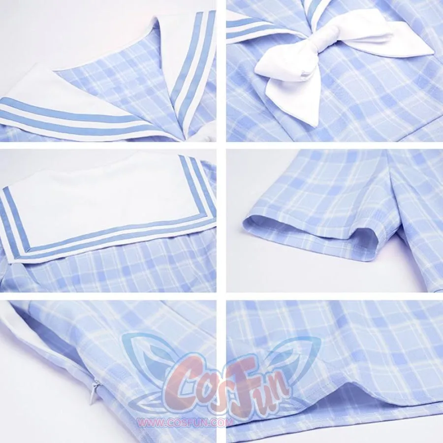 Plaid Sailor Collar Bowknot Dress J40165