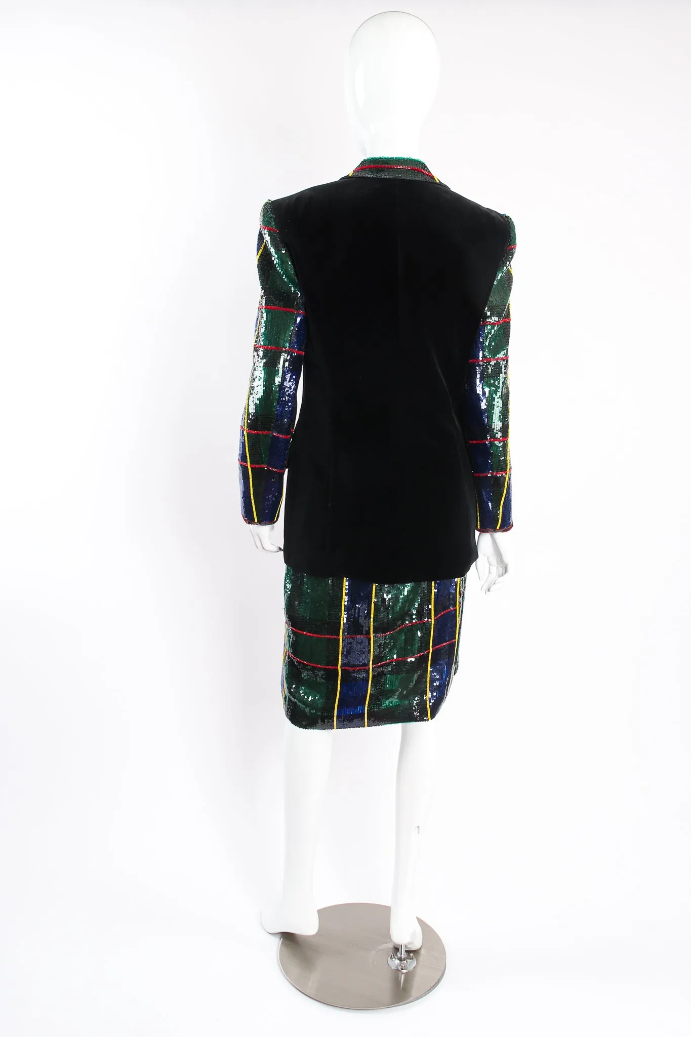 Plaid Sequin Jacket & Skirt Set